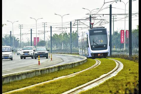 Testing on the first of Chengdu's tram lines, the Xinjin Line, began in February.